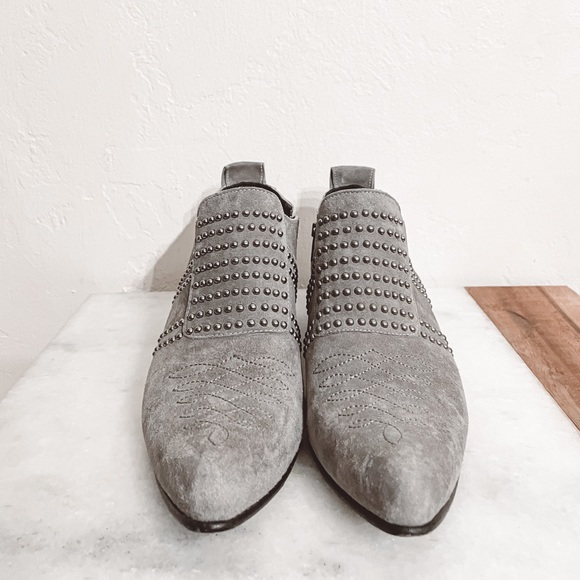 ANINE BING Charlie Low Ankle Boots Gray Suede Studded 37 7 - Picture 4 of 9